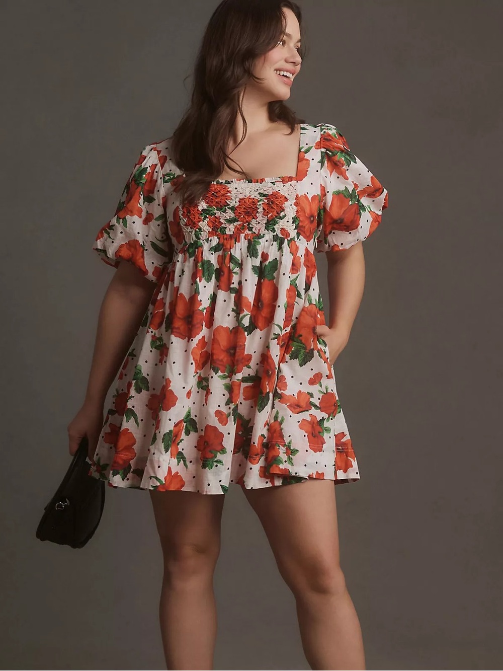 Anthropologie Maeve Square-Neck Smocked Babydoll Dress -XLP